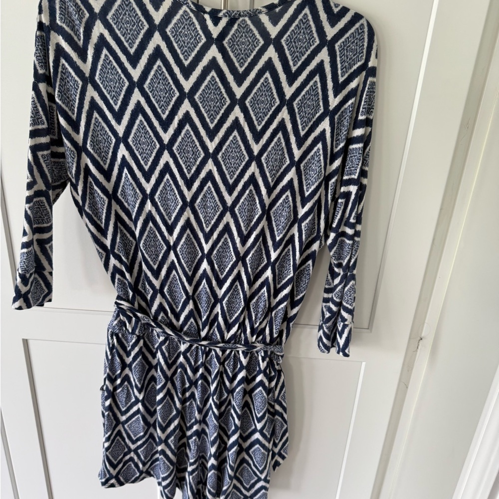 Geometric Patterned Wrap Shorts Romper - image 2